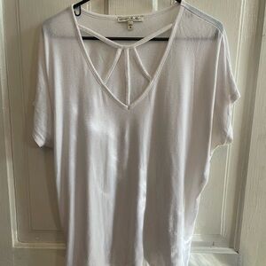 Express White Short Sleeve V-Neck Top